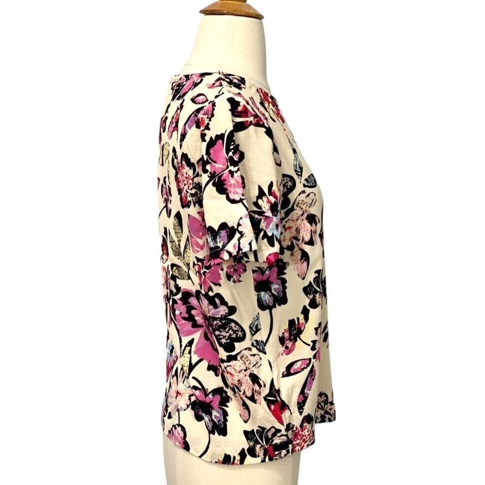 ICHI Short Sleeve Blouse Women's Size 34 / XS Floral Viscose Multicolor - Picture 2 of 8
